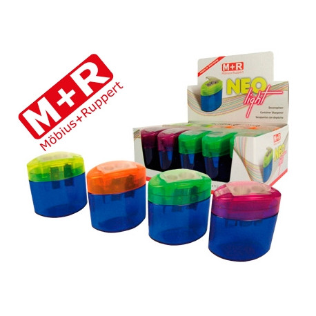 SACAPUNTAS M+R NEO LIGHT 2 USOS CON DEPOSITO -COLORES SURTIDOS