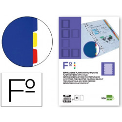 SEPARADOR LIDERPAPEL PLASTICO JUEGO DE 10 SEPARADORES FOLIO 16 TALADROS