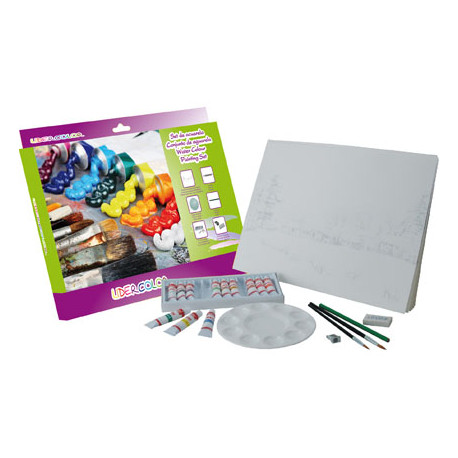 SET ACUARELA LIDERCOLOR CONTIENE 10 LAMINAS ACUARELA 27X38CM 1 PALETA PLAST 12X12ML1 SACAPUNT 1 PERF