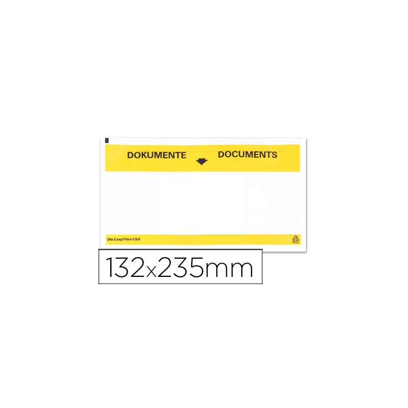 SOBRE AUTOADHESIVO Q-CONNECT PORTADOCUMENTOS MULTILINGUE 225X122 MM VENTANA TOTALMENTE TRANSPARENTE 