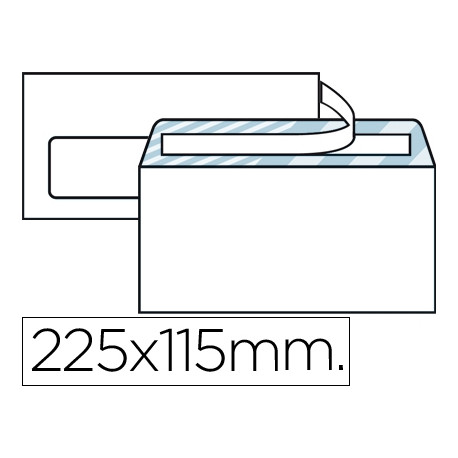 SOBRE LIDERPAPEL N.6 BLANCO AMERICANO VENTANA IZQUIERDA 115X225 TIRA SILICONA OPEN SYSTEM CAJA DE 50