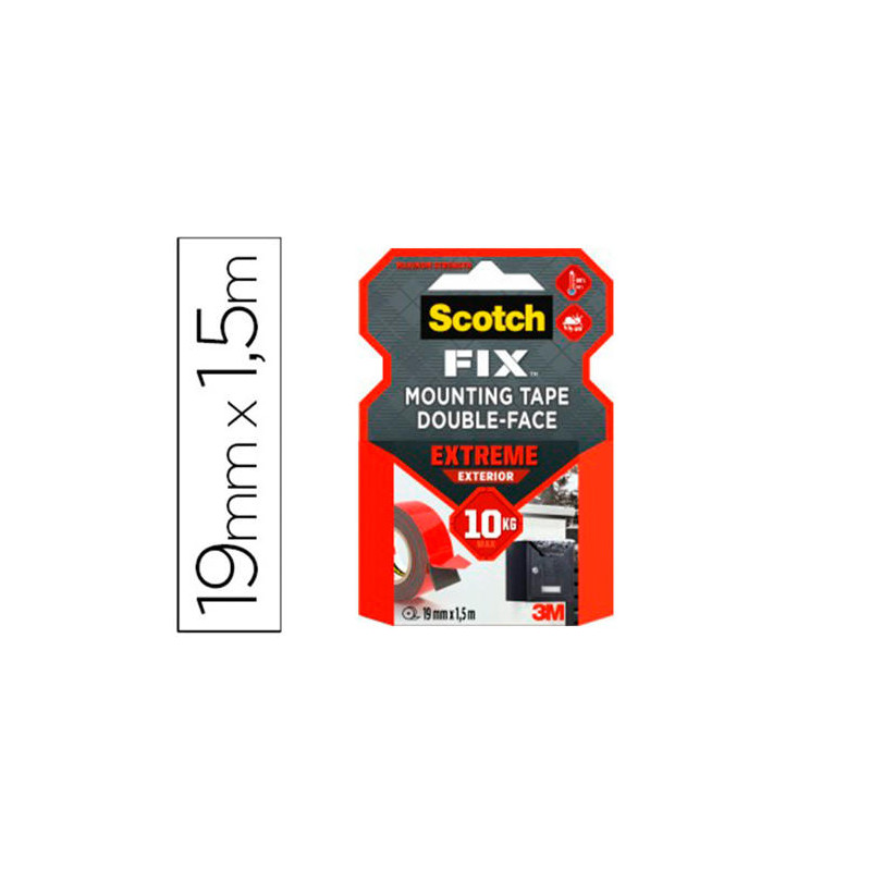 SOPORTE ADHESIVO CINTA SCOTCH DOBLE CARA SUPERRESINTENTE 1,5 MT X 19 MM