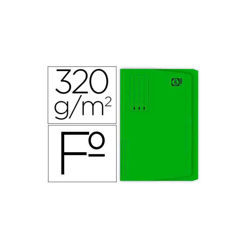 SUBCARPETA CARTULINA GIO FOLIO POCKET VERDE CON BOLSA Y SOLAPA 320G/M2