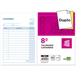 TALONARIO LIDERPAPEL CAMARERO 8 ORIGINAL Y COPIA T202