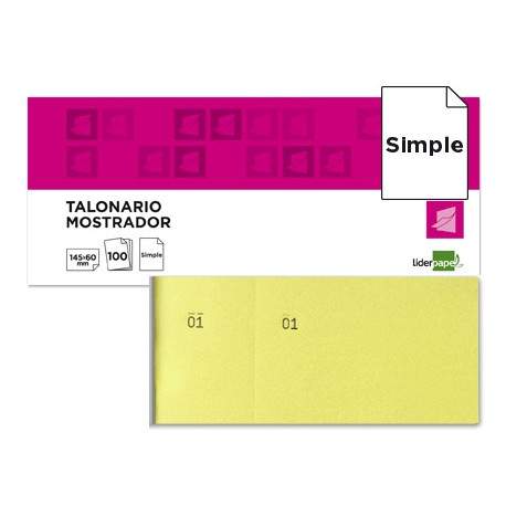 TALONARIO LIDERPAPEL MOSTRADOR 60X145 MM TL01 AMARILLO CON MATRIZ