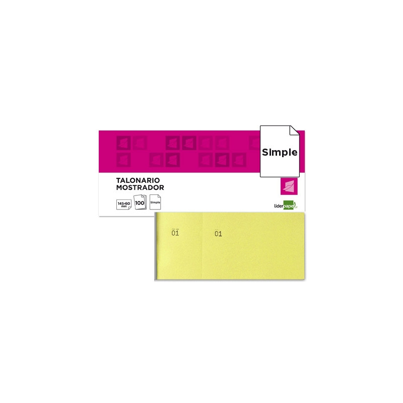 TALONARIO LIDERPAPEL MOSTRADOR 60X145 MM TL01 AMARILLO CON MATRIZ