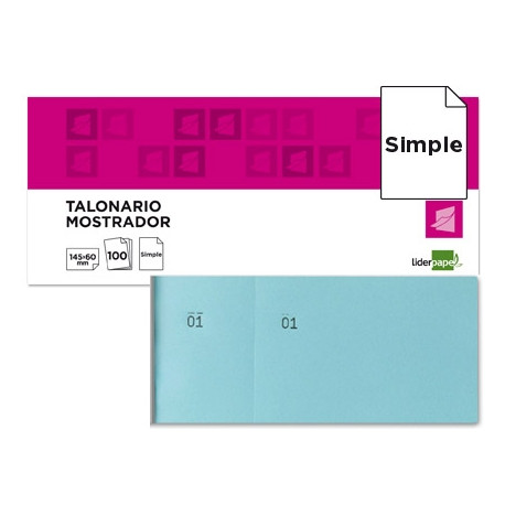 TALONARIO LIDERPAPEL MOSTRADOR 60X145 MM TL03 CELESTE CON MATRIZ