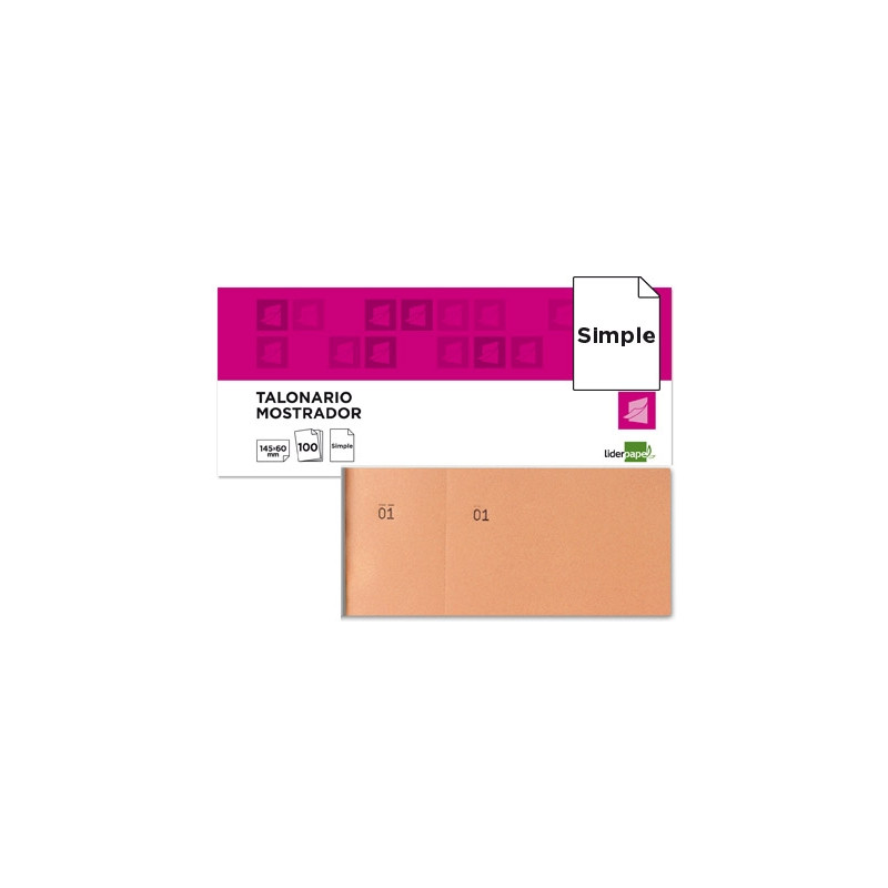 TALONARIO LIDERPAPEL MOSTRADOR 60X145 MM TL04 NARANJA CON MATRIZ