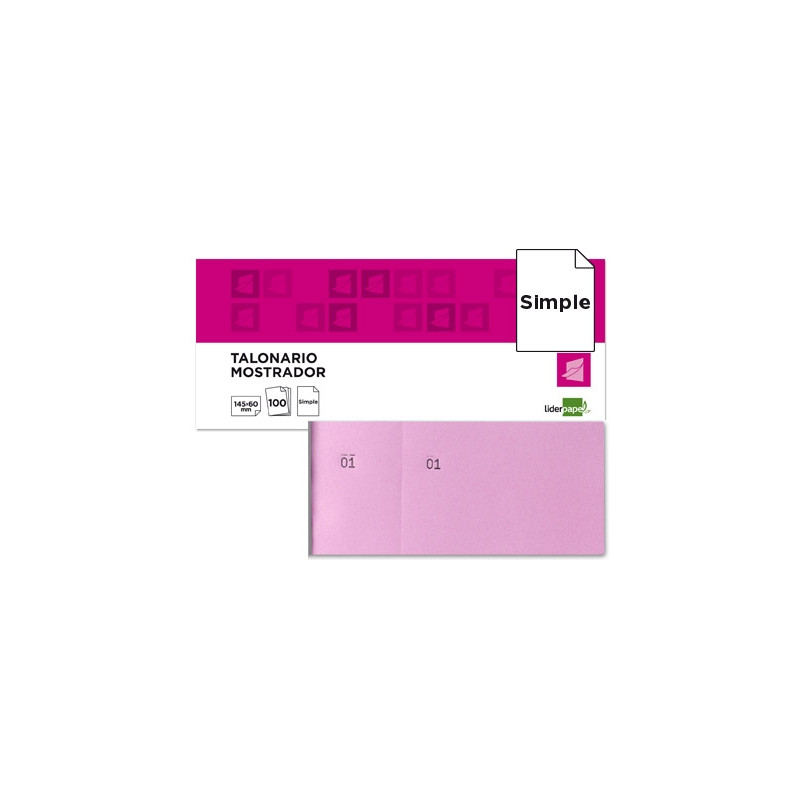 TALONARIO LIDERPAPEL MOSTRADOR 60X145 MM TL05 ROSA CON MATRIZ