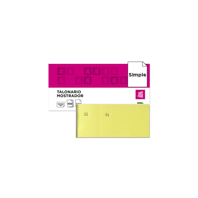 TALONARIO LIDERPAPEL MOSTRADOR 50X110 MM TL07 AMARILLO CON MATRIZ