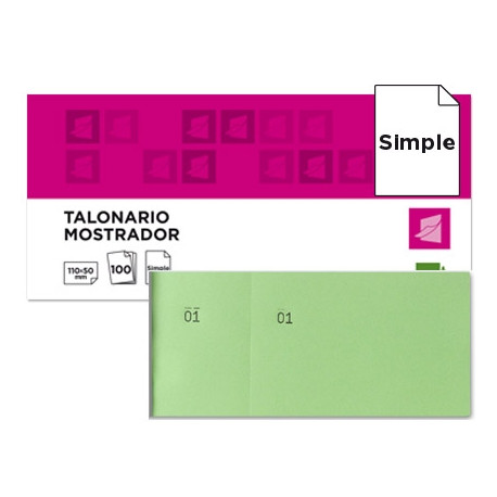 TALONARIO LIDERPAPEL MOSTRADOR 50X110 MM TL12 VERDE CON MATRIZ