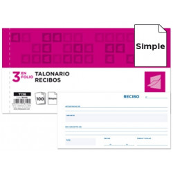 TALONARIO LIDERPAPEL RECIBOS 3/F ORIGINAL T136 SIN MATRIZ