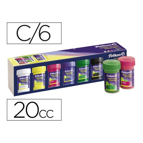 TEMPERA PELIKAN ESCOLAR 25 ML CAJA 6 COLORES SURTIDOS