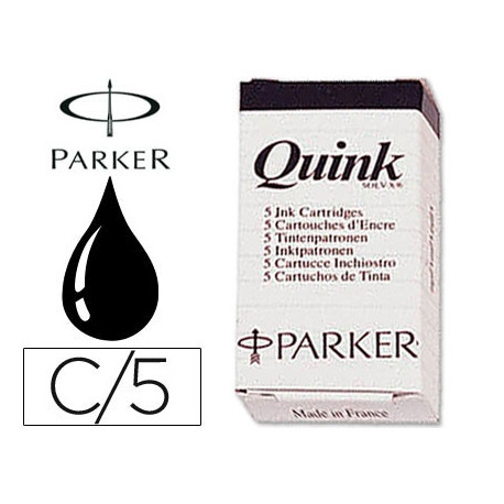 TINTA ESTILOGRAFICA PARKER NEGRA CAJA DE 5 CARTUCHOS