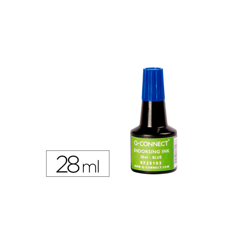 TINTA TAMPON Q-CONNECT AZUL BOTE 28 ML