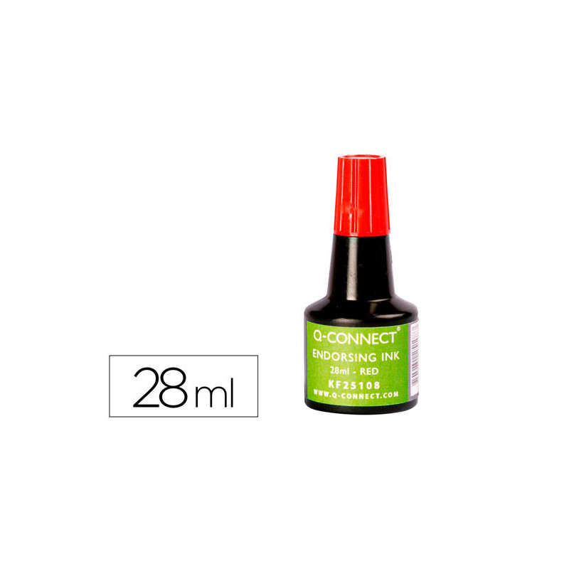 TINTA TAMPON Q-CONNECT ROJO BOTE 28 ML