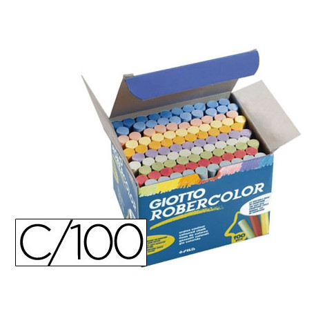 TIZA COLOR ANTIPOLVO ROBERCOLOR CAJA DE 100 UNIDADES COLORES SURTIDOS