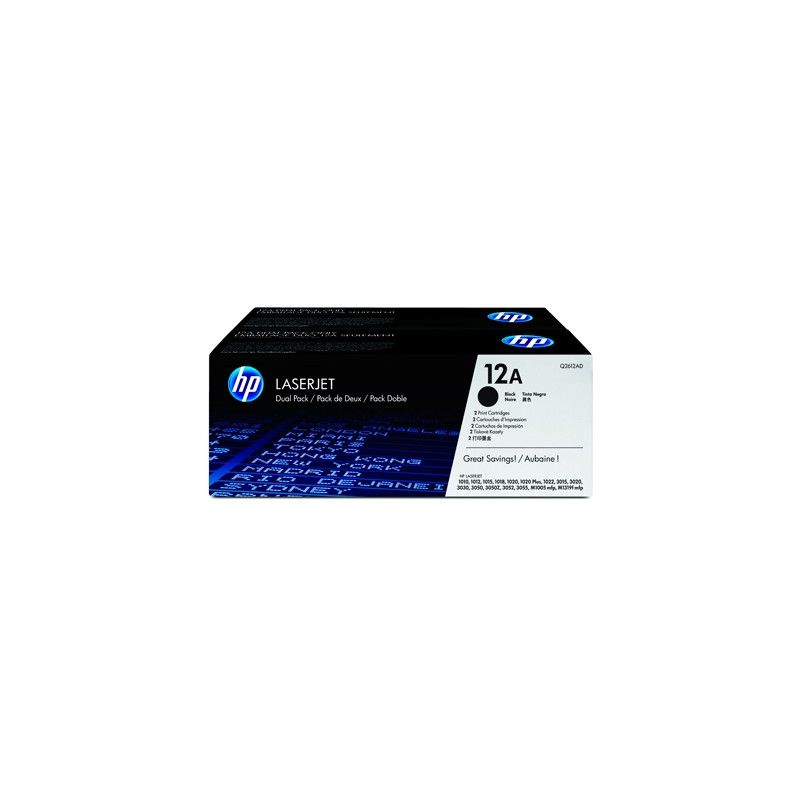 TONER HP LASERJET 1010 1012 1015 1018 1020 1022 3015 3020 3030 3050 3052 3055 12A NEGRO PACK 2 2.000