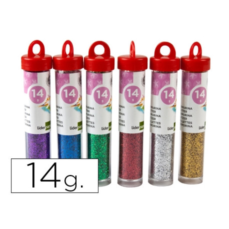 PURPURINA LIDERPAPEL FANTASIA COLORES METALICOS SURTIDOS BOTE DE 14 GR