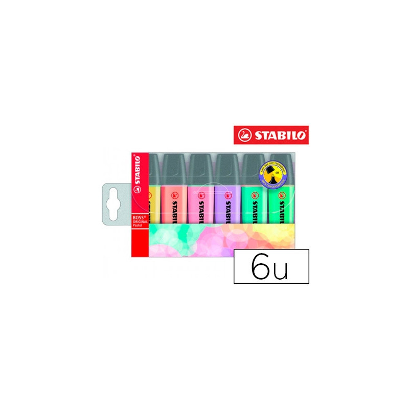 ROTULADOR STABILO BOSS PASTEL FLUORESCENTE 70 ESTUCHE DE 6 UNIDADES SURTIDAS