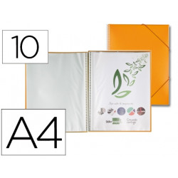 CARPETA LIDERPAPEL ESCAPARATE CON ESPIRAL 10 FUNDAS POLIPROPILENO DIN A4 NARANJA