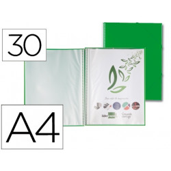 CARPETA LIDERPAPEL ESCAPARATE CON ESPIRAL 30 FUNDAS POLIPROPILENO DIN A4 VERDE