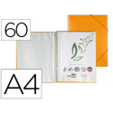 CARPETA LIDERPAPEL ESCAPARATE CON ESPIRAL 60 FUNDAS POLIPROPILENO DIN A4 NARANJA