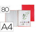 CARPETA LIDERPAPEL ESCAPARATE CON ESPIRAL 80 FUNDAS POLIPROPILENO DIN A4 ROJO