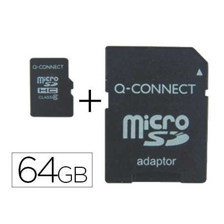 MEMORIA SD MICRO Q-CONNECT FLASH 64 GB CLASE 10 CON ADAPTADOR