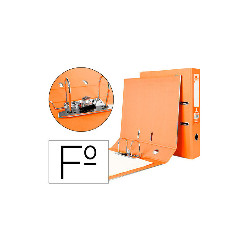 ARCHIVADOR DE PALANCA LIDERPAPEL FOLIO DOCUMENTA FORRADO PVC CON RADO LOMO 75MM NARANJA CON COMPRESO