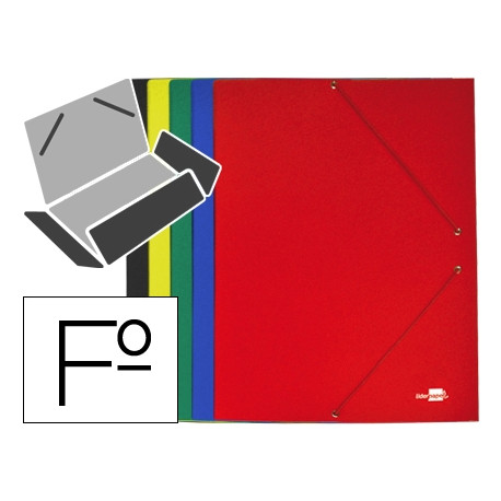 CARPETA LIDERPAPEL GOMAS FOLIO 3 SOLAPAS CARTON PLASTIFICADO COLORES SURTIDOS