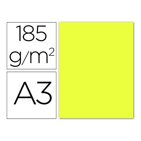 CARTULINA GUARRO DIN-A3 AMARILLO LIMON 185GRS.