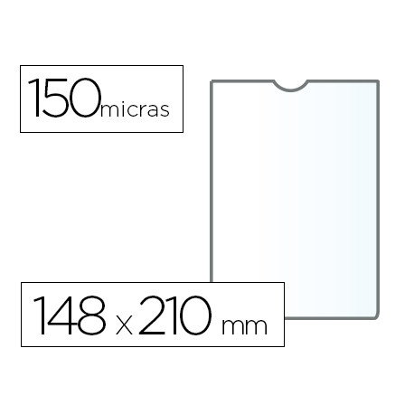 FUNDA PORTADOCUMENTO Q-CONNECT DIN A5 150 MICRAS PVC TRANSPARENTE CON U?ERO 148X210 MM