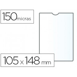 FUNDA PORTADOCUMENTO Q-CONNECT DIN A6 150 MICRAS PVC TRANSPARENTE CON U?ERO 105X148 MM