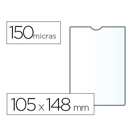 FUNDA PORTADOCUMENTO Q-CONNECT DIN A6 150 MICRAS PVC TRANSPARENTE CON U?ERO 105X148 MM