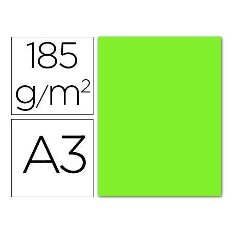 CARTULINA GUARRO DIN-A3 VERDE PLUORESCENTE 185GRS.