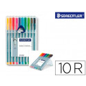 ROTULADOR STAEDTLER TRIPLUS FINELINER 334 ESTUCHE DE 10 UNIDADES COLORES SURTIDOS