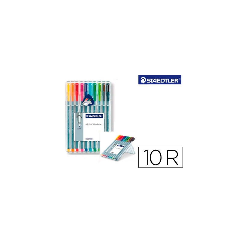 ROTULADOR STAEDTLER TRIPLUS FINELINER 334 ESTUCHE DE 10 UNIDADES COLORES SURTIDOS