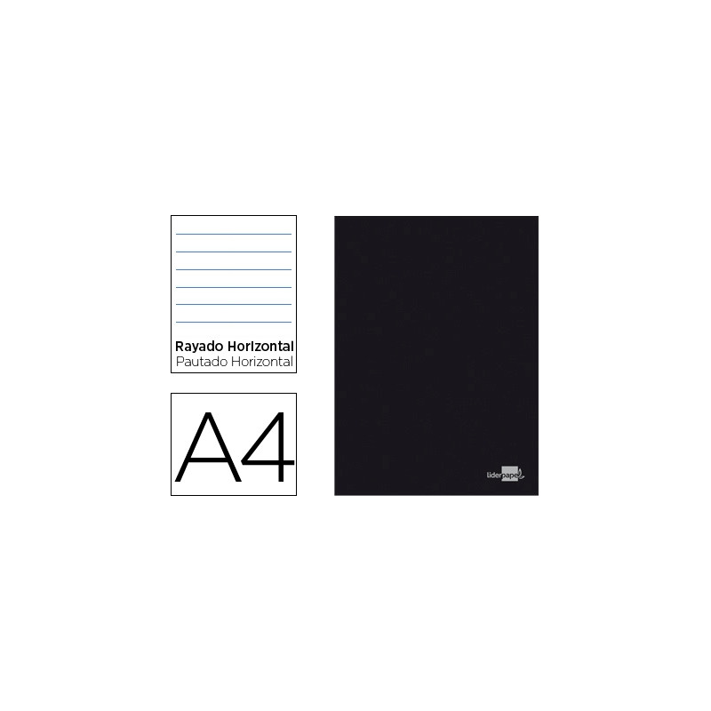 LIBRETA LIDERPAPEL TAPA NEGRA A4 80 HOJAS 60G/M2 HORIZONTAL CON DOBLE MARGEN