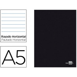 LIBRETA LIDERPAPEL TAPA NEGRA A5 80 HOJAS 60G/M2 HORIZONTAL CON DOBLE MARGEN