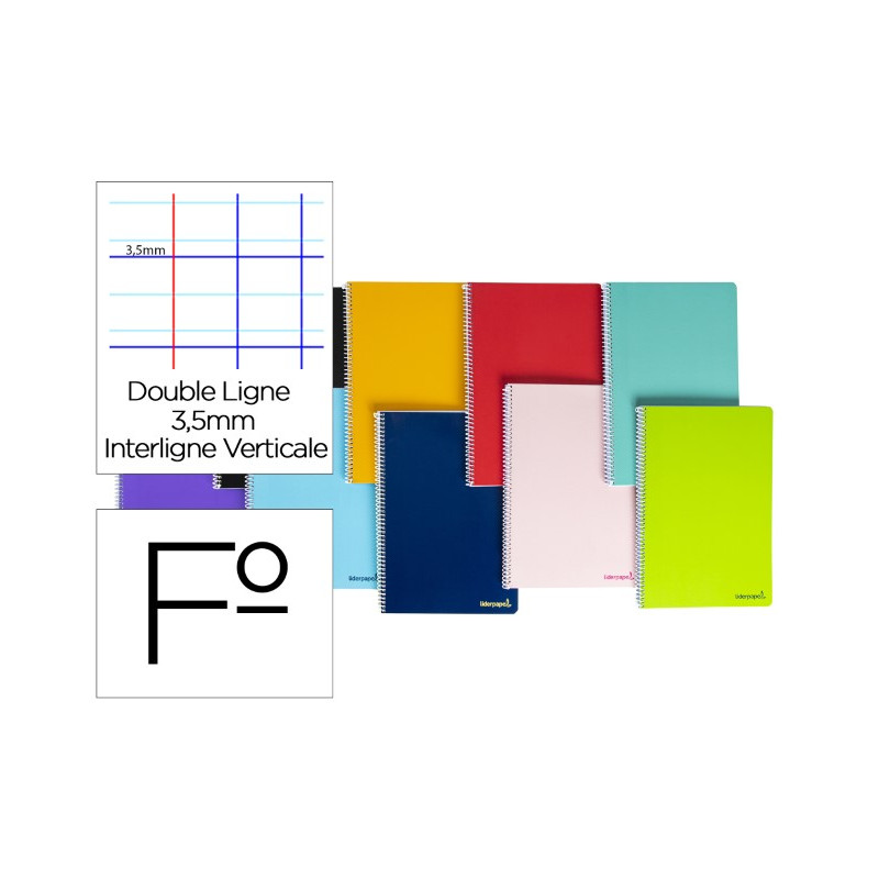 CUADERNO ESPIRAL LIDERPAPEL FOLIO SMART TAPA BLANDA 80H 60GR RAYADO MONTESSORI 3,5MM CON MARGEN COLO