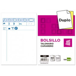 TALONARIO LIDERPAPEL CAMARERO BOLSILLO ORIGINAL Y COPIA T251 ZIG ZAG