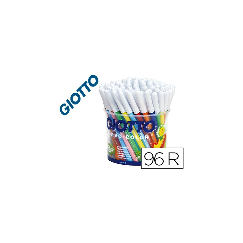 ROTULADOR GIOTTO TURBO COLOR BOTE DE 96 UNIDADES 12 COLORESPOR 8 UNIDADES DE CADA COLOR LAVABLES CON