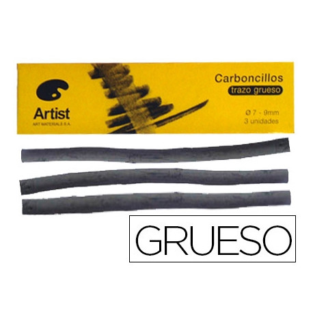 CARBONCILLO ARTIST GRUESO 7-9 MM CAJA DE 3 UNIDADES