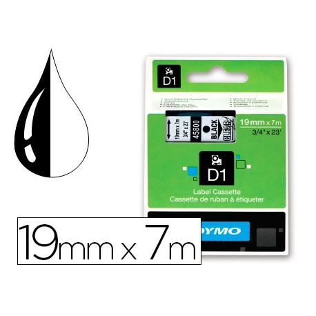 CINTA DYMO NEGRO TRANSPARENTE 19MM X 7 MT D1