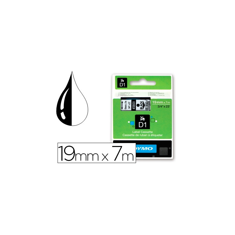 CINTA DYMO NEGRO TRANSPARENTE 19MM X 7 MT D1