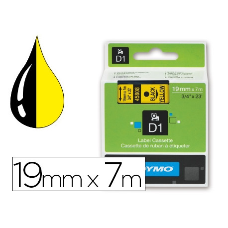 CINTA DYMO NEGRO AMARILLO 9MM X 7 MT D1