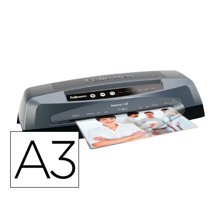 PLASTIFICADORA FELLOWES NEPTUNO DIN A3 DE 4 RODILLOS FRIO Y CALIENTE HASTA 175 MICRAS 570X125X180MM