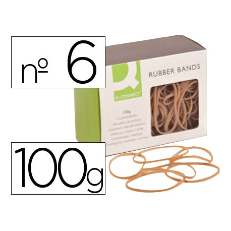 GOMILLAS ELASTICAS Q-CONNECT 100 GR NUMERO 6 60 X 2 MM