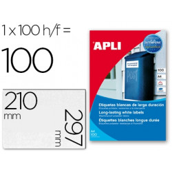 ETIQUETAS ADHESIVAS APLI 12121 TAMA?O 210X297 MM POLIESTER RESISTENTE A LA INTERPERIE IMPRESION LASE